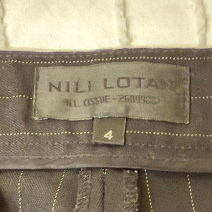 Nili Lotan Angelina Vest & Pant Set Black w/Thin Pinstripe Italian Wool - Size 4