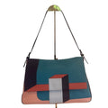 Fendi Peach Teal Coral Colorblock Leather Flap Shoulder Bag