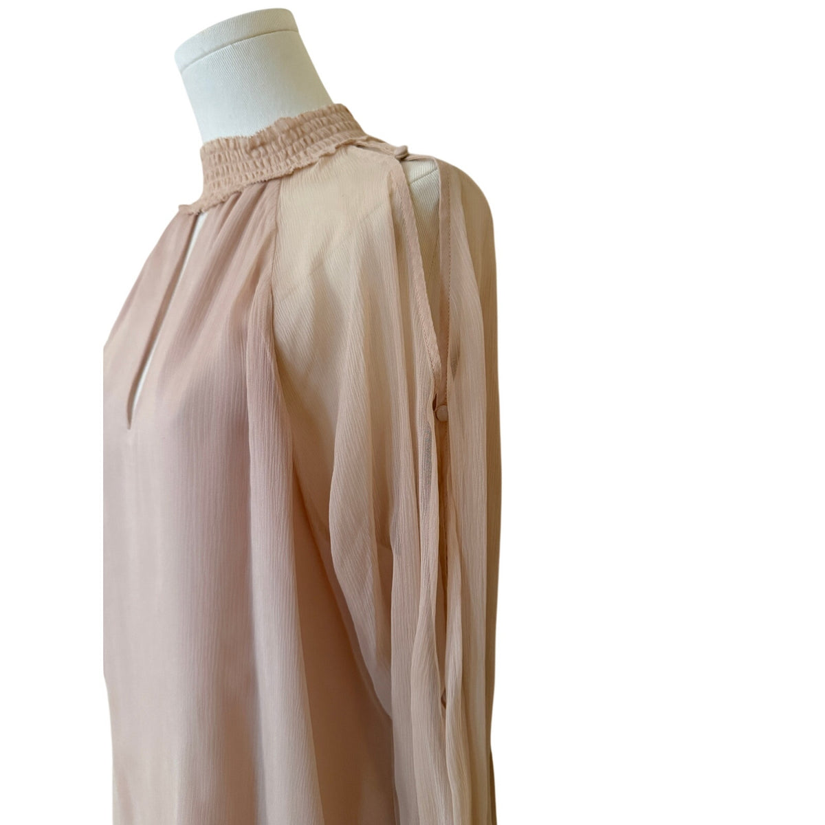 Parker NYC Blush Pink V-Neck Under Rouched Collar - Medium