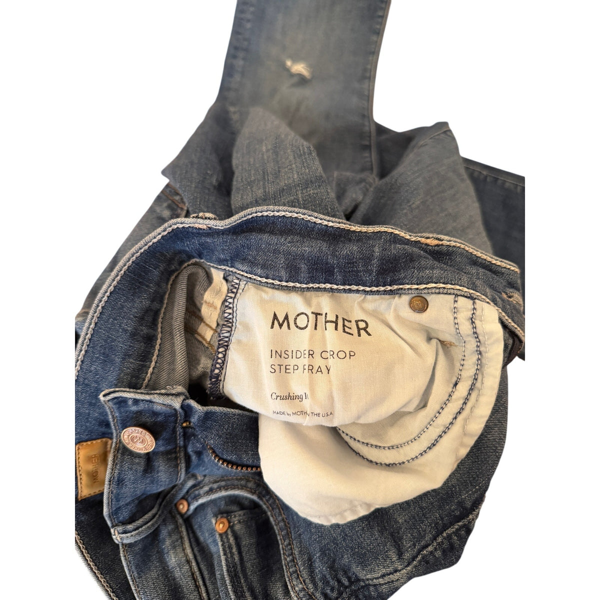 Mother Jeans Insider Crop Step Fray USA Washed Denim - 27
