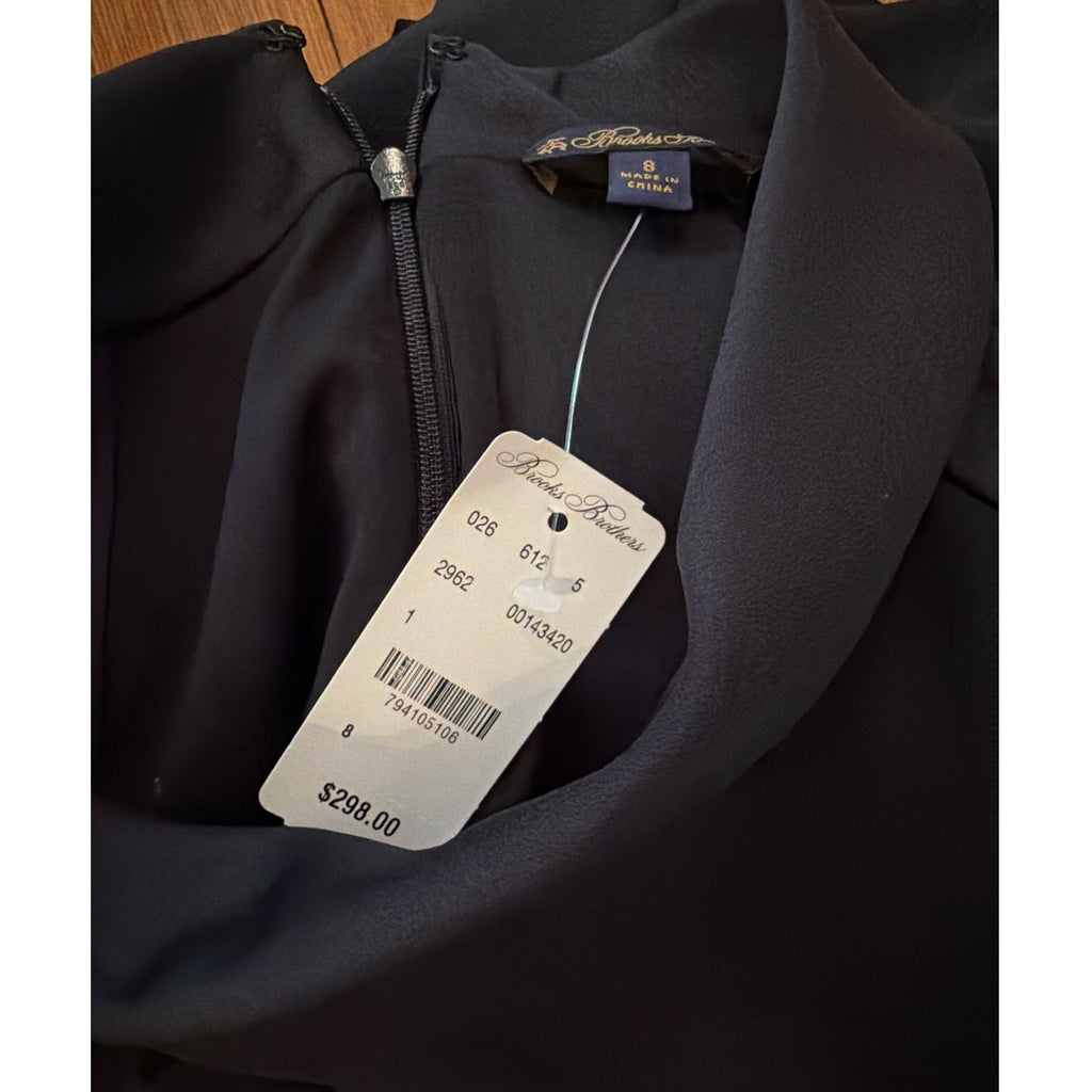Brooks Brothers Black Satin Sleeveless Dress NWT Size 8