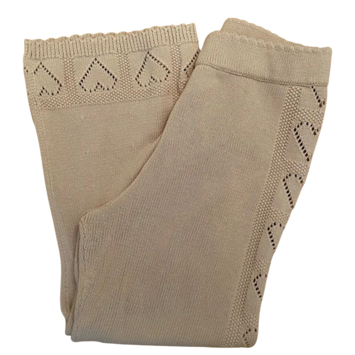 LoveShackFancy Toro Heart Pointelle Knit Pants Beige - Medium
