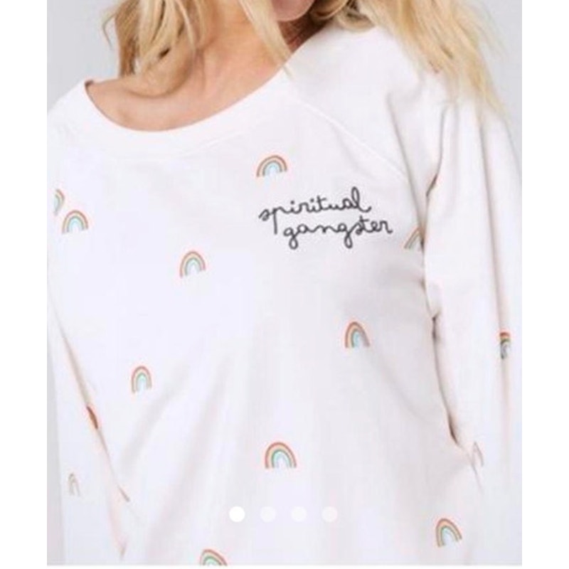 Spiritual Gangster Cream Rainbow Graphic Sweater XS
