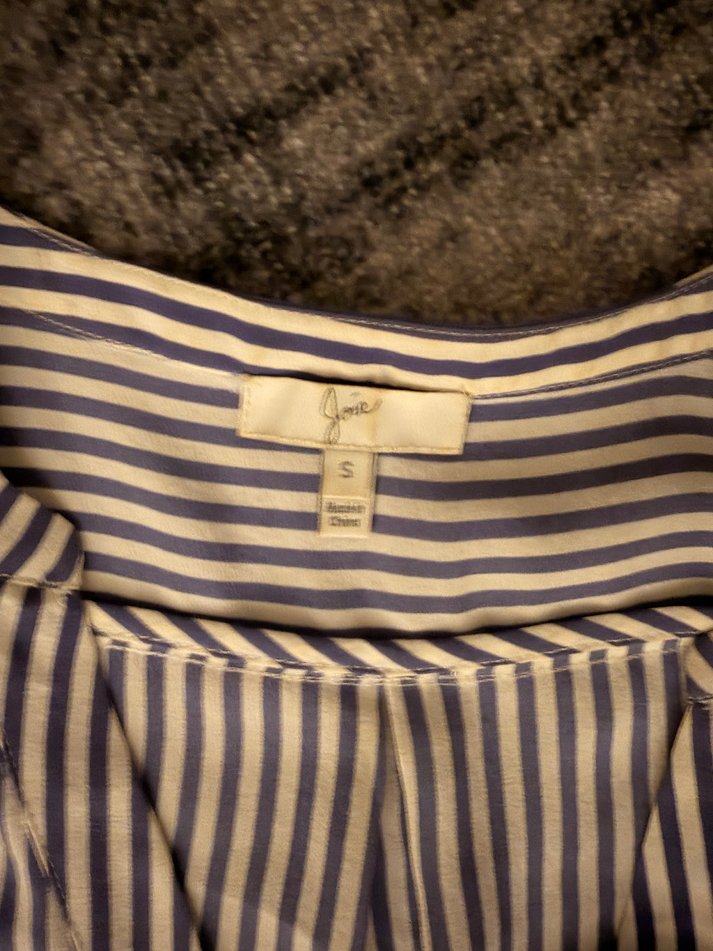 Joie Torsten Navy/White Stripe Silk Sleeveless Blouse S