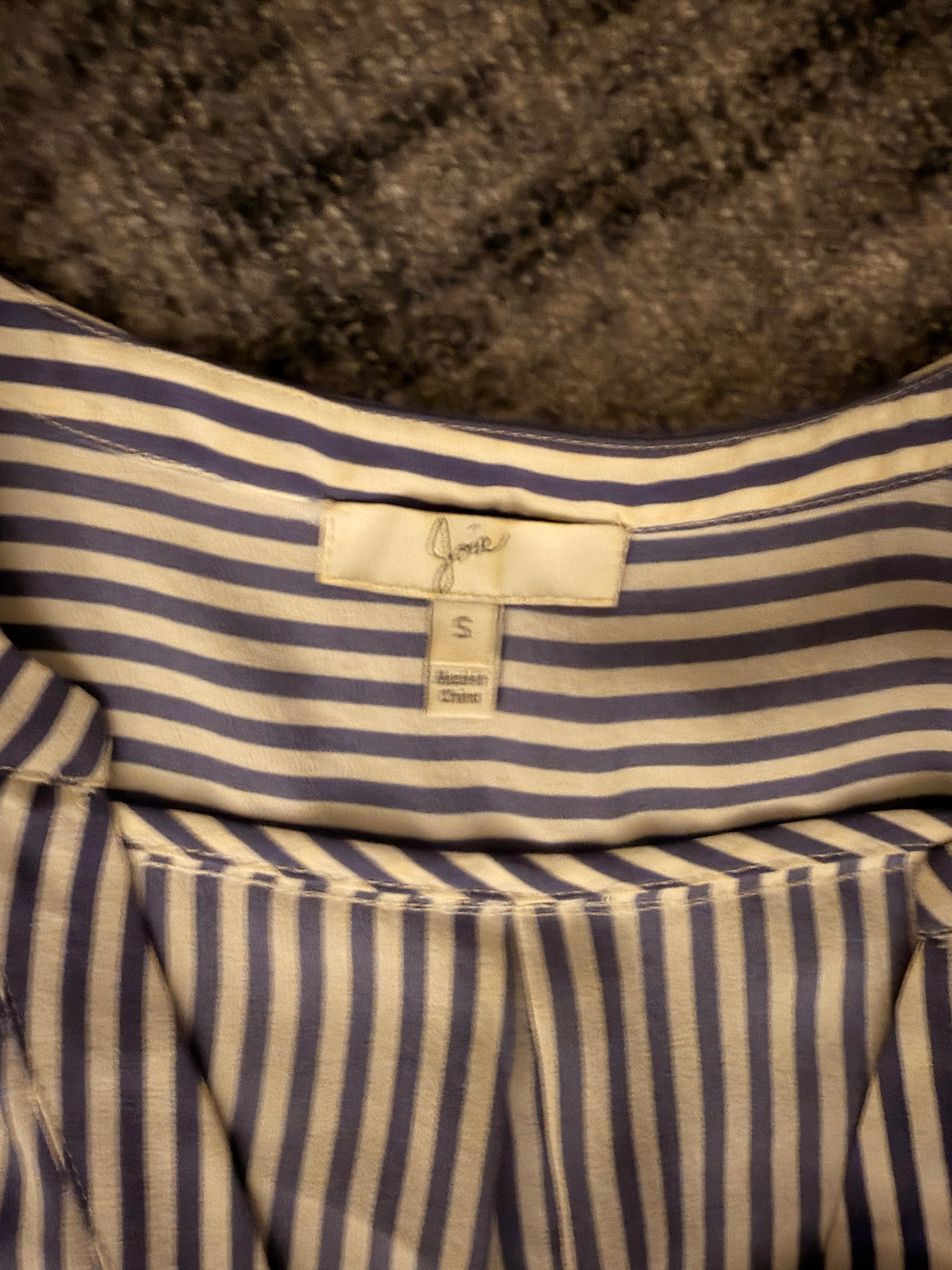 Joie Torsten Navy/White Stripe Silk Sleeveless Blouse S