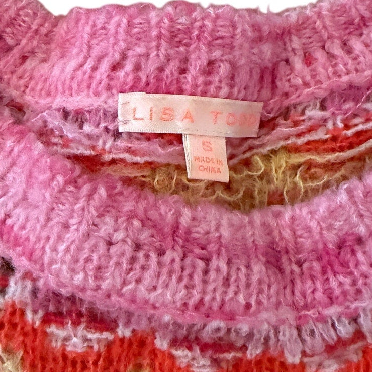 Lisa Todd Sweater Stripe Pink Red Orange White ala Anderson Bell Size Small