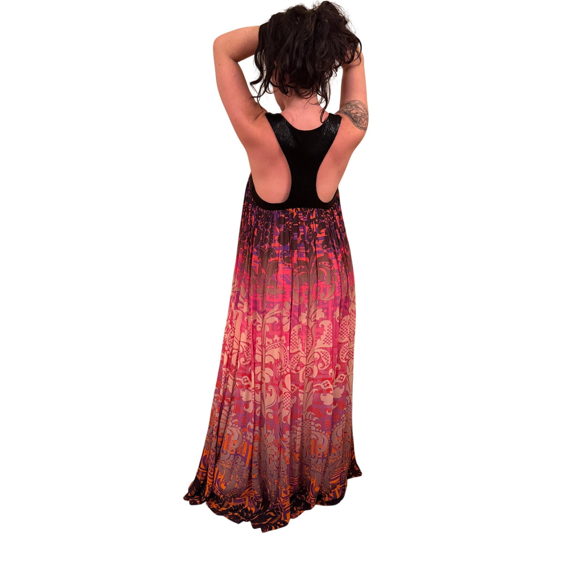 Matthew Williamson Escape Vintage Silk Ombre Dress, Black Beaded T-Back US8/UK12