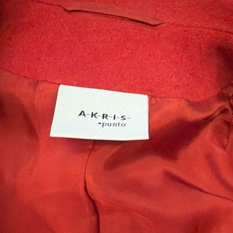 Akris Punto Red Bold Red Pea Coat Wool Angora Jacket US 4