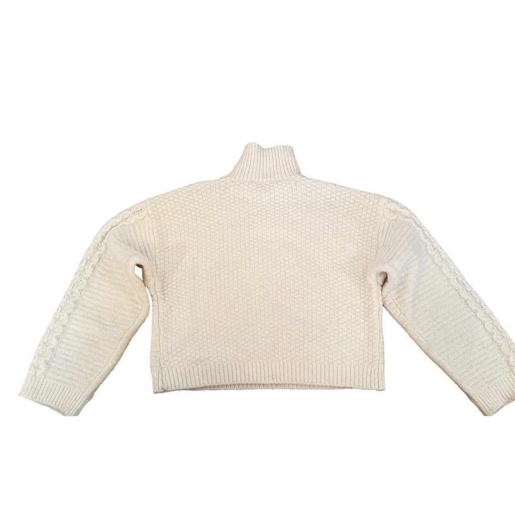 Pink Rose Cream Oatmeal Cable Knit Mock Neck Long Sleeve Sweater Top Size XS