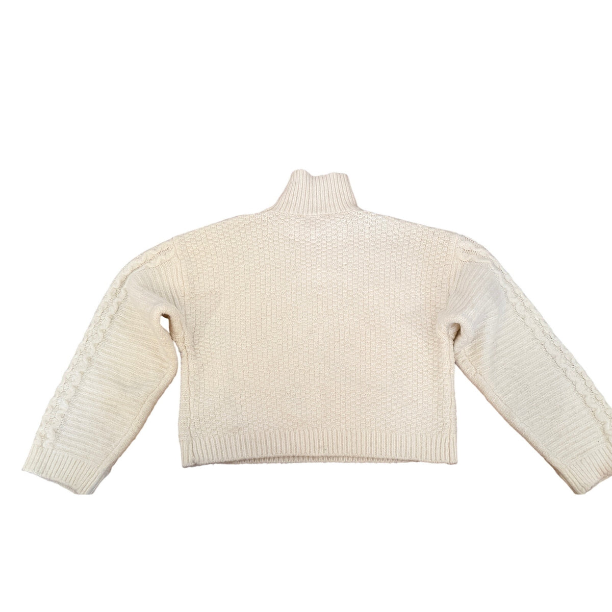 Pink Rose Cream Oatmeal Cable Knit Mock Neck Long Sleeve Sweater Top Size XS