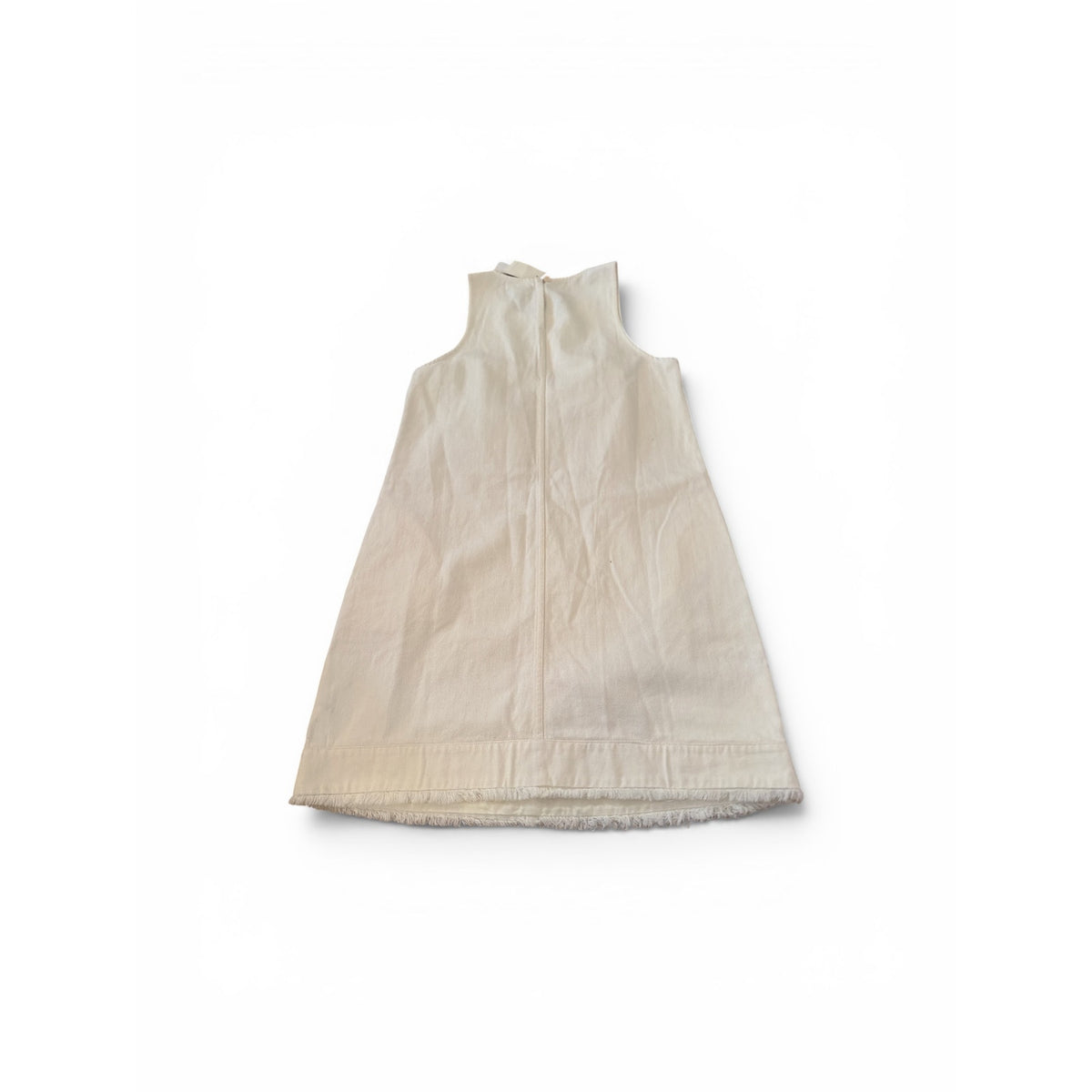 J. Crew White Sleeveless Denim Dress with Frayed Hem - 2