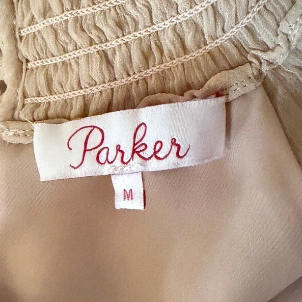 Parker NYC Blush Pink V-Neck Under Rouched Collar - Medium