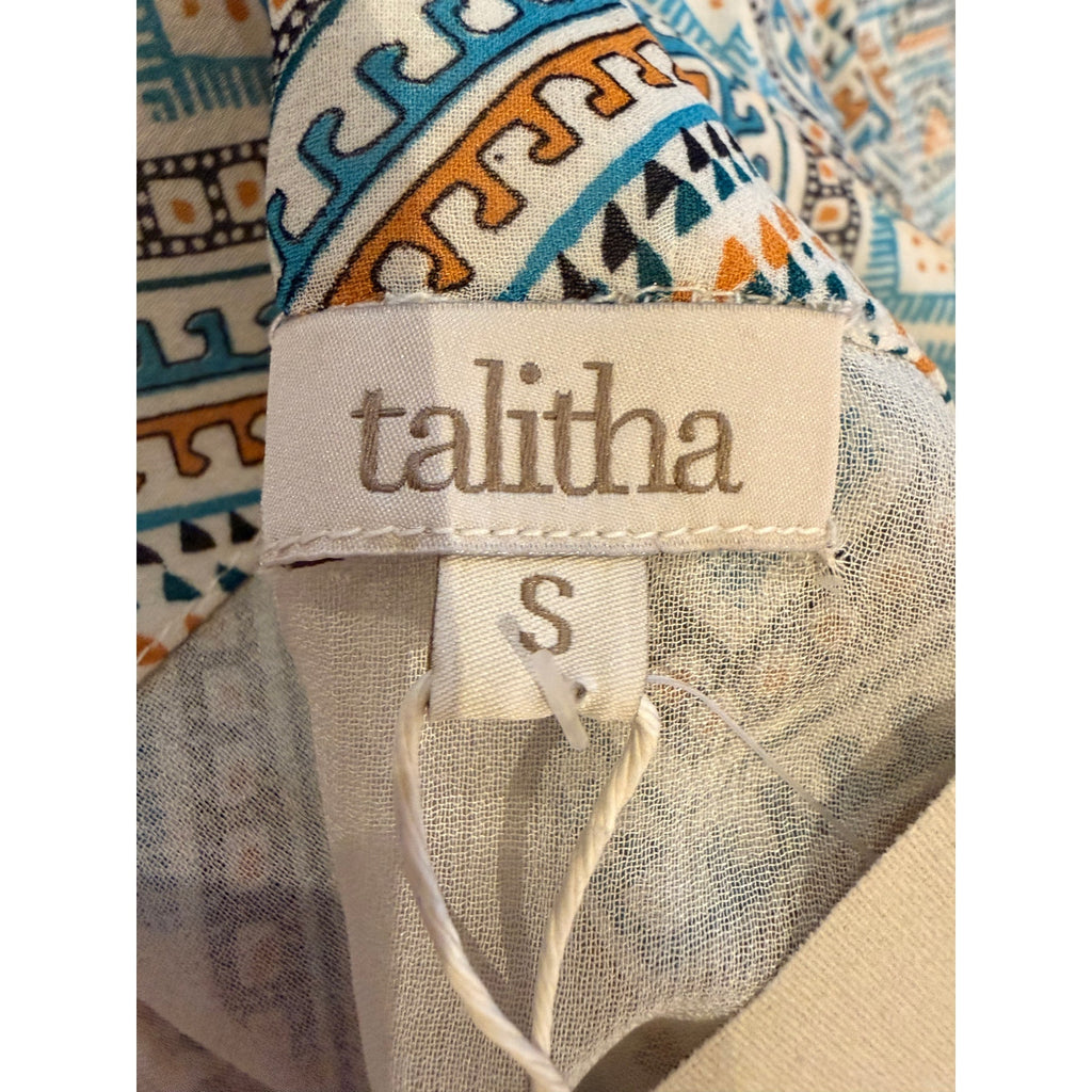 Talitha Jasmin Silk Lace-Up Printed Maxi Dress in Ivory Size S