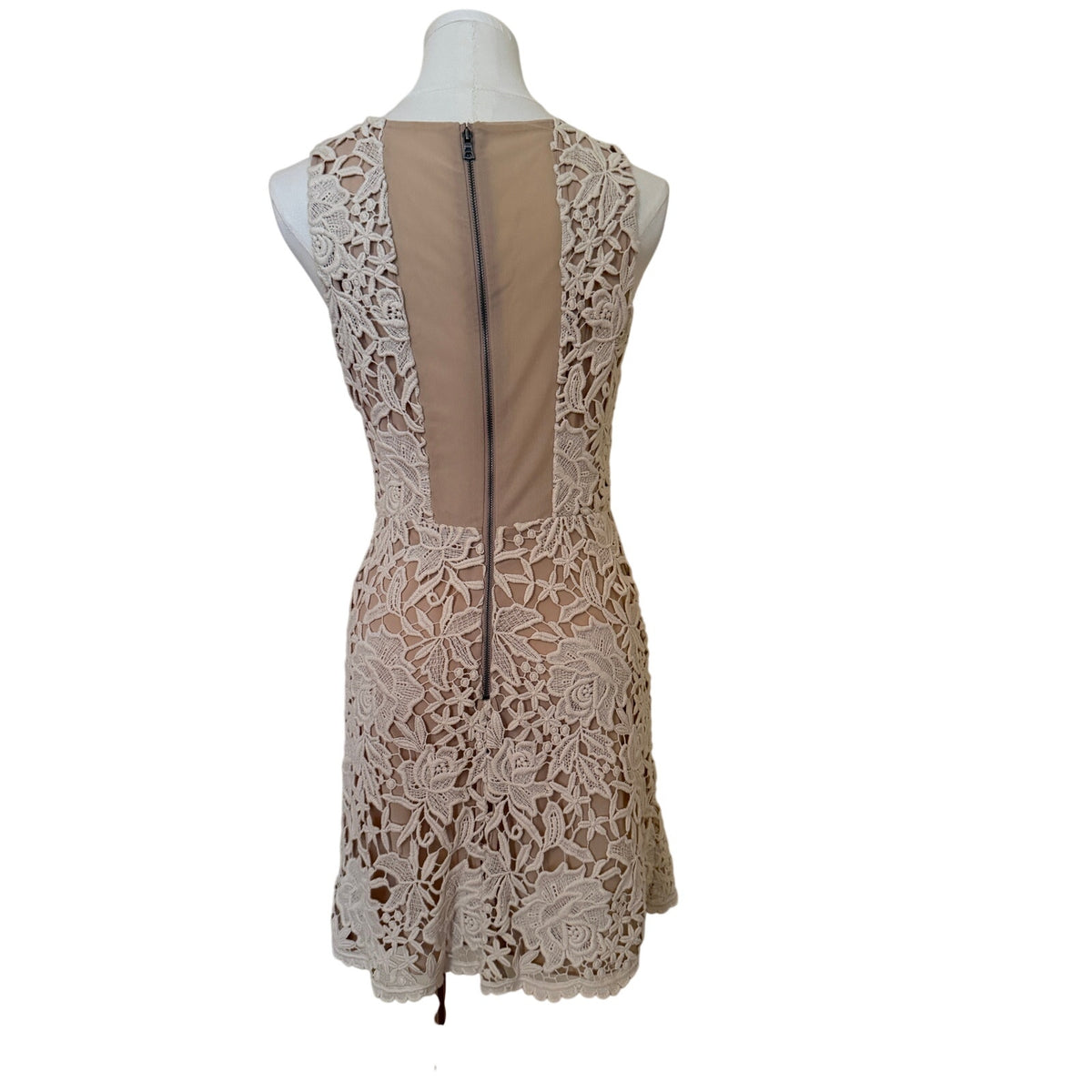 Alice & Olivia Cream Emma Crochet Overlay Dress Size 4