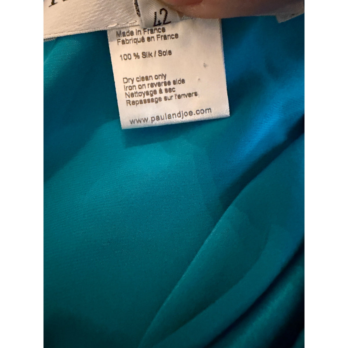 Paul & Joe Paris NWOT Aqua Mini Dress V-Neck Embellished Silk Lined - 42