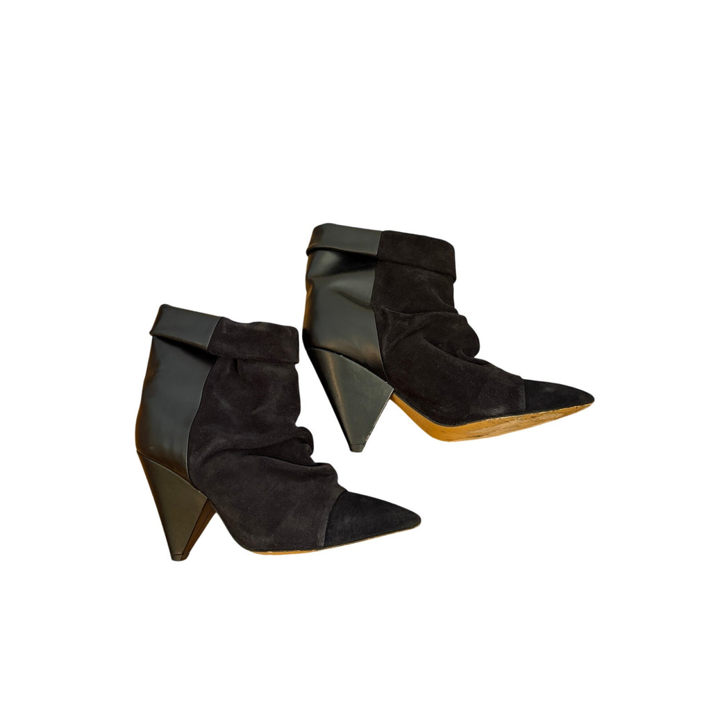 Isabel Marant Andrew Boot Slouchy Suede & Leather Pointed Toe Bootie - 7.5