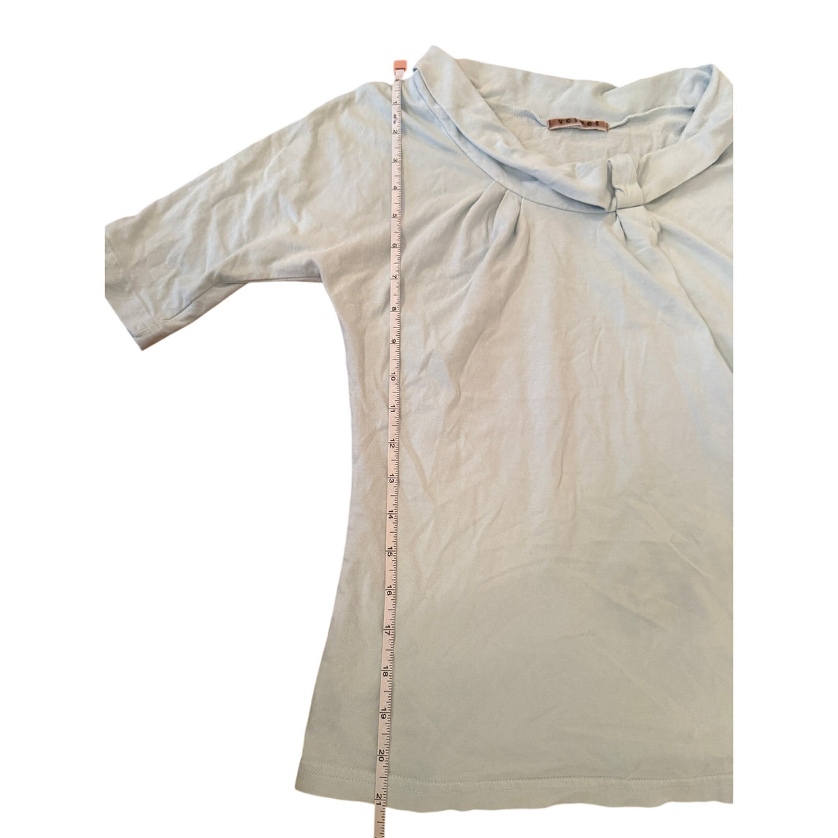 Velvet Aqua Colored Shawl Collar Tee - Small
