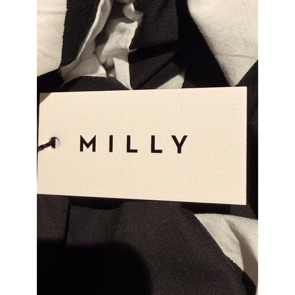 MILLY Grand Foliage Black White Poplin Midi Dress Size 6