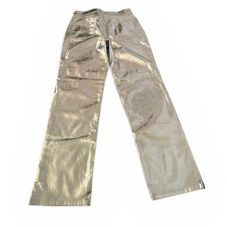 Gap Cheeky Straight Silver Foil Vegan Leather Jeans NWT Size 29/8