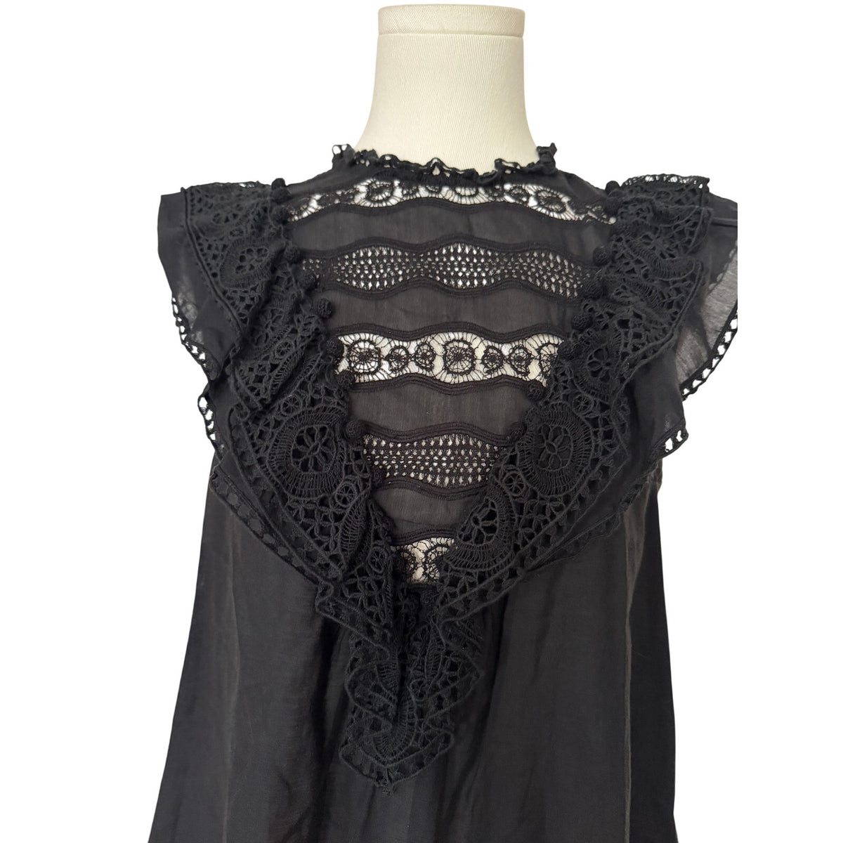 Ulla Johnson Black Sleeveless Ruffle Blouse Size 2