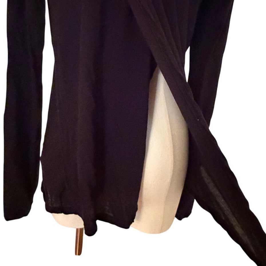 James Perse USA Soft Stretch Cotton Black Turtleneck Open Side/Back - Size 2