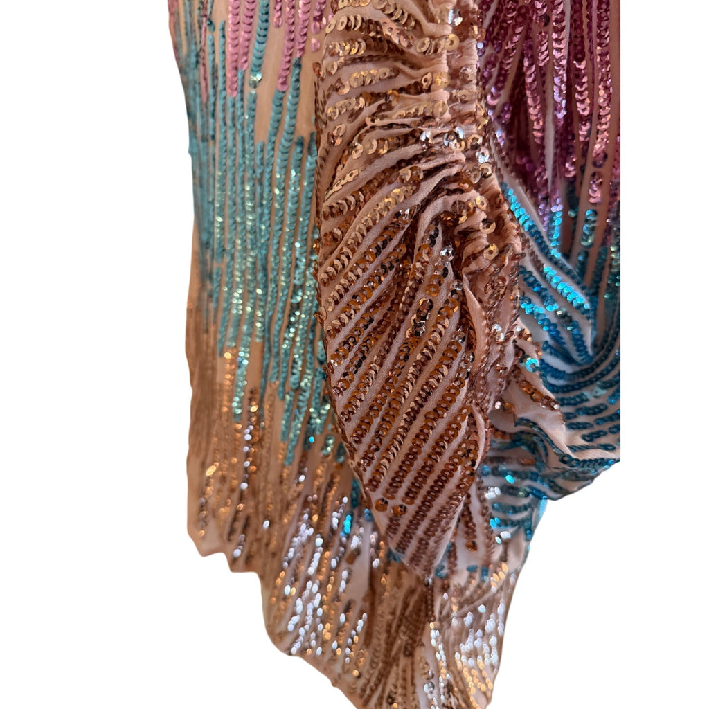 Rixo London Lyla Sequin Rainbow Collared Blouse - Medium