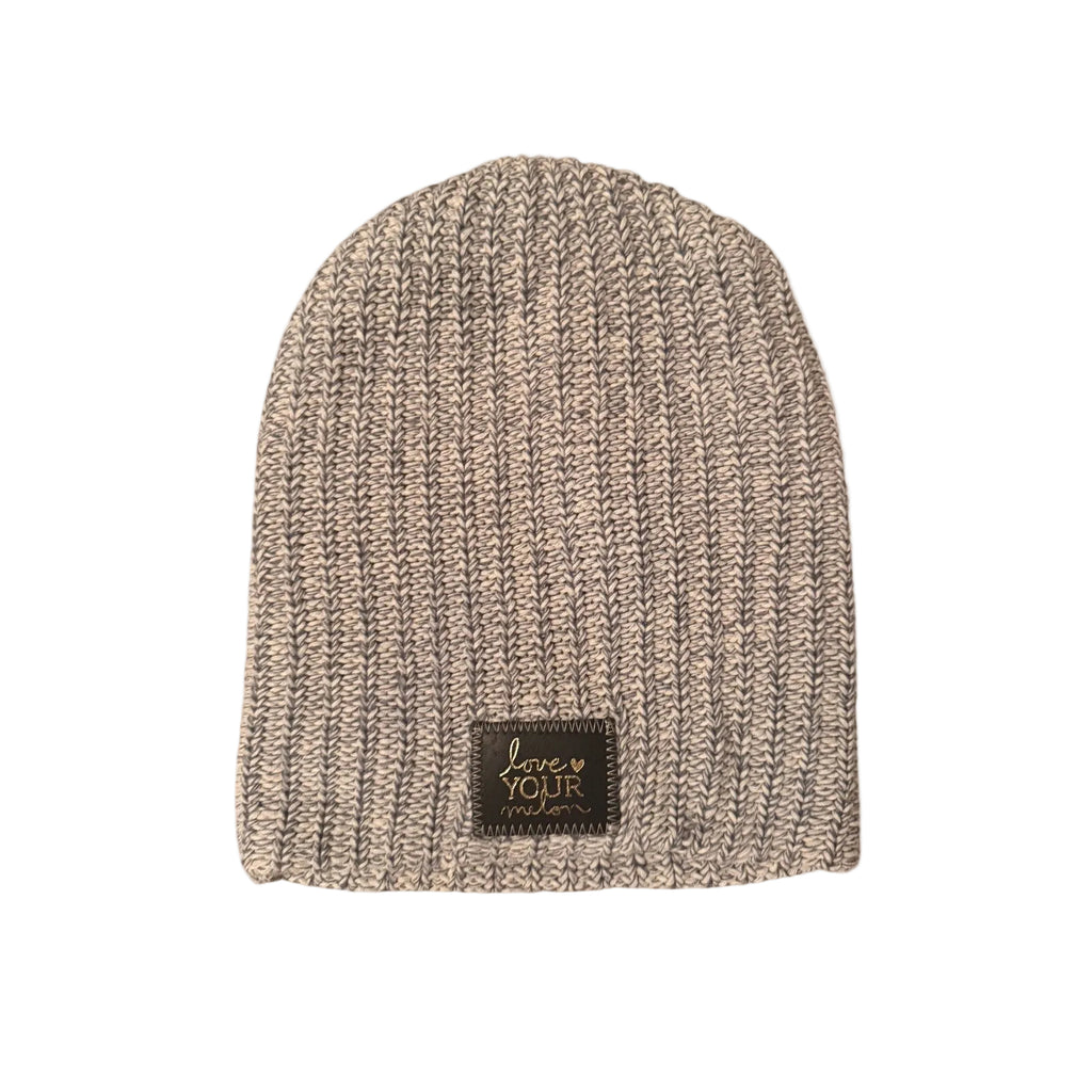 Love Your Melon Blue & Gray Marled Ribbed Knit Beanie