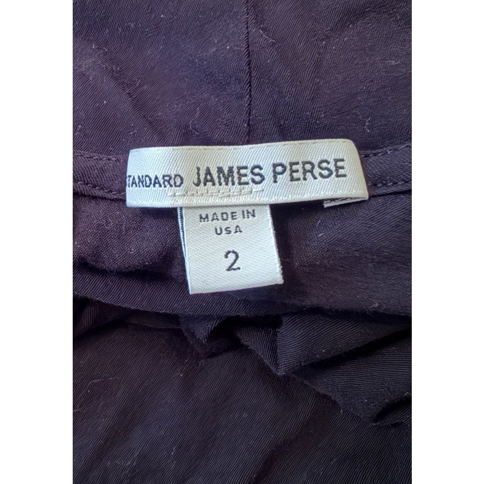 James Perse USA Soft Stretch Cotton Black Turtleneck Open Side/Back - Size 2