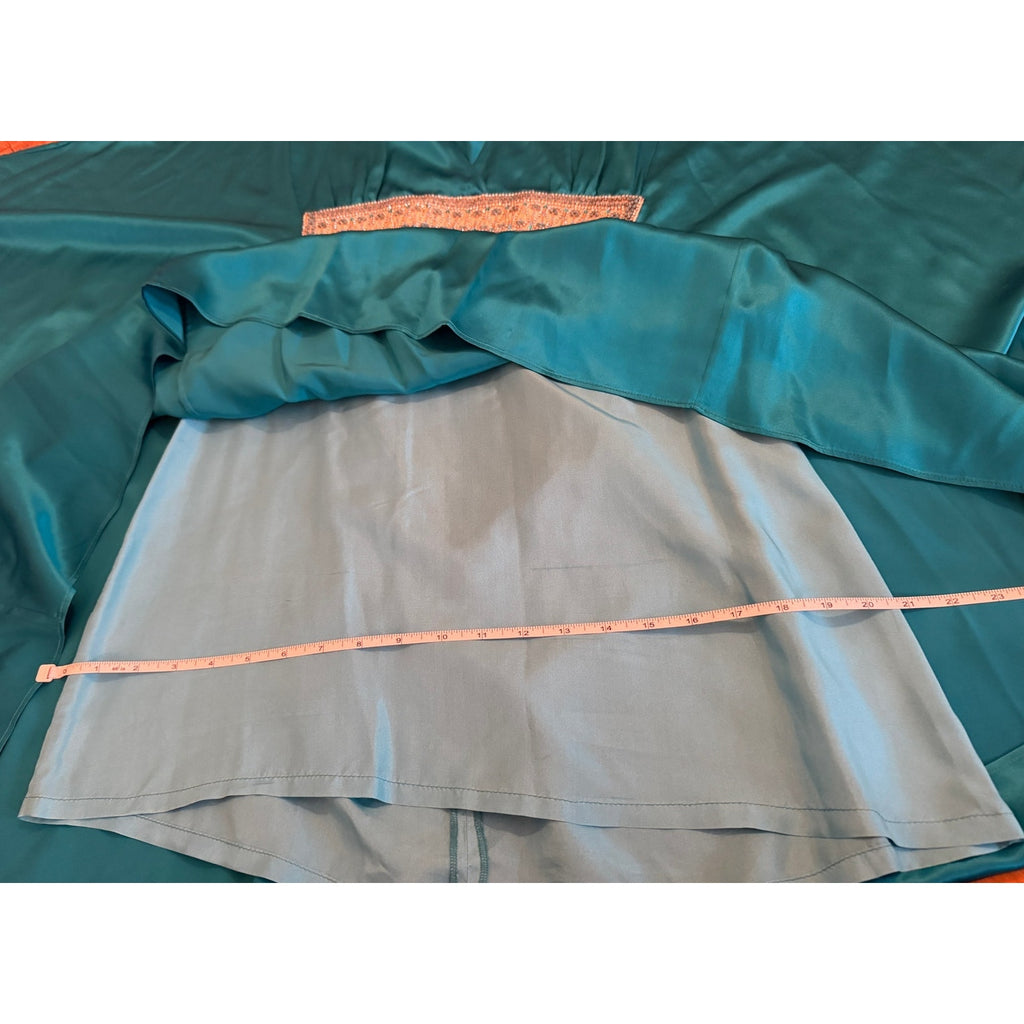 Paul & Joe Paris NWOT Aqua Mini Dress V-Neck Embellished Silk Lined - 42