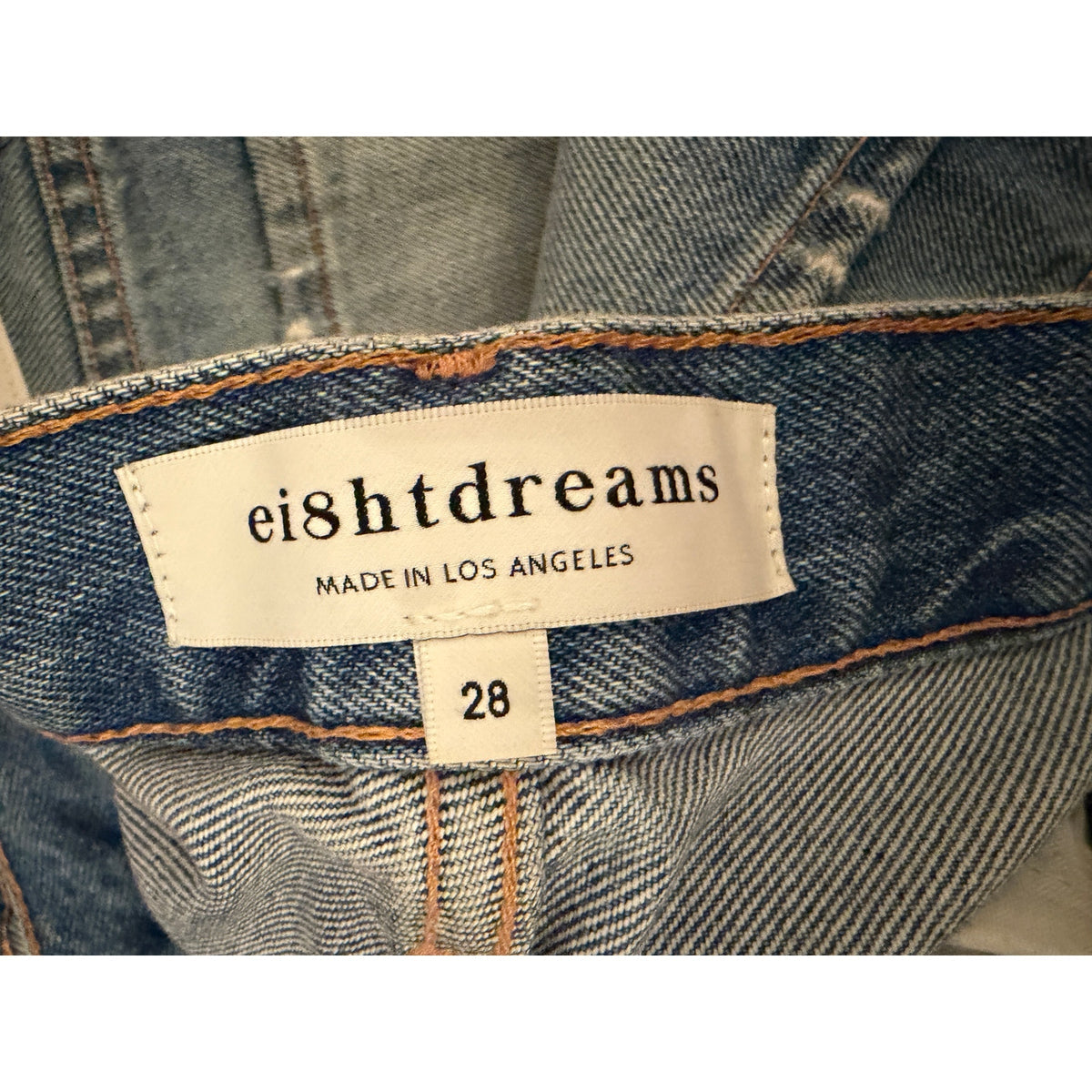 Ei8ht Dreams Los Angeles Blue Ripped Cropped Straight Leg Jeans Size 28
