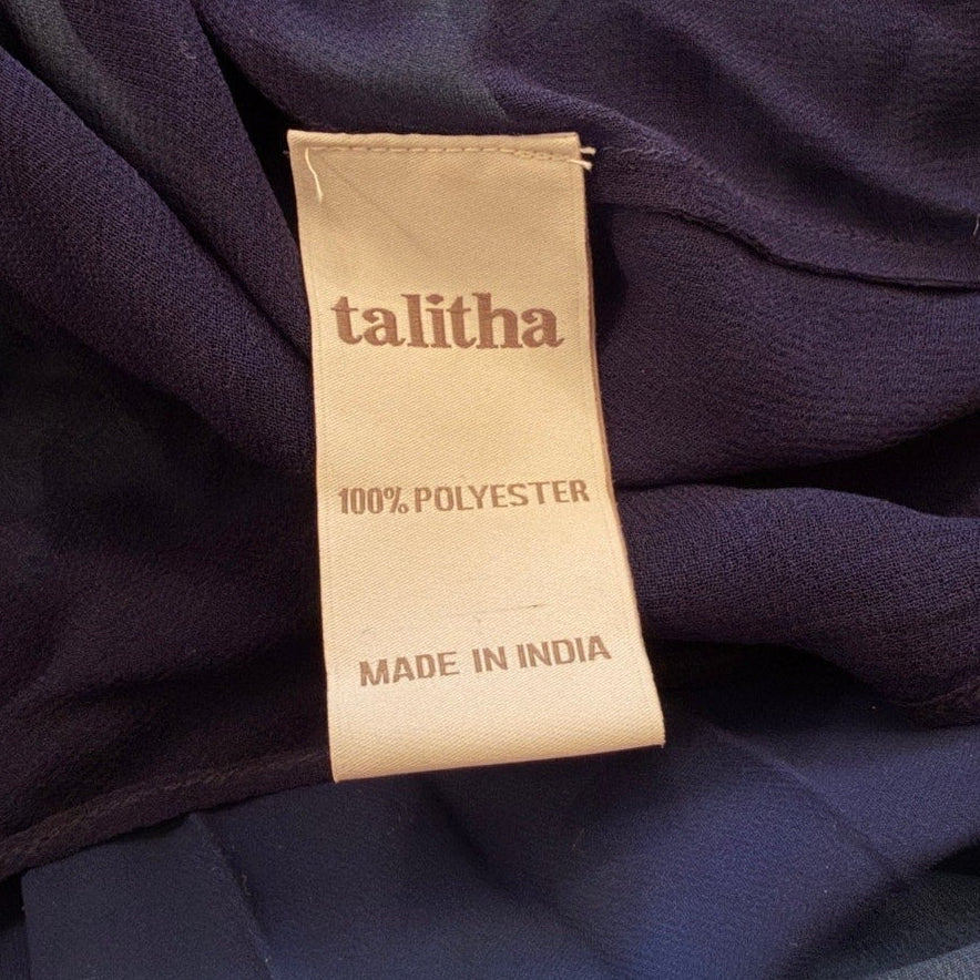 Talitha Turquoise Navy Red Beaded Maxi Dress - Medium