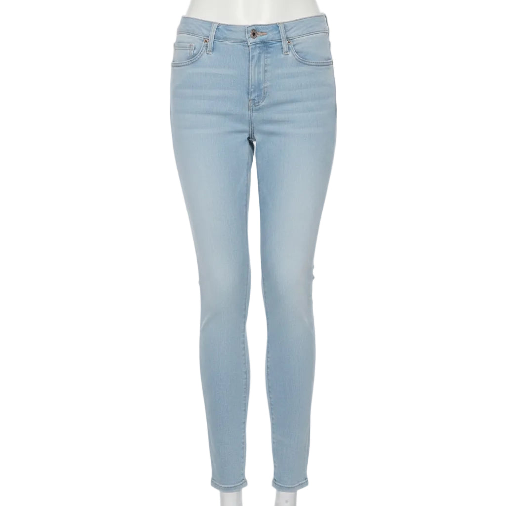 Light wash blue denim jeans displayed on a white mannequin against a plain white background.