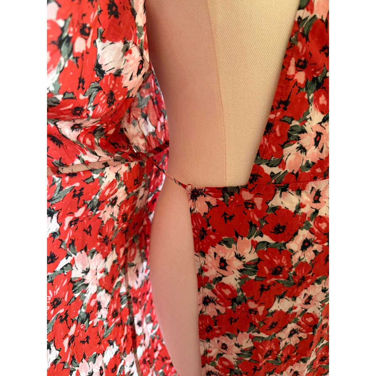 Rixo London Red Floral Cotton Wrap Dress Lightweight - Medium