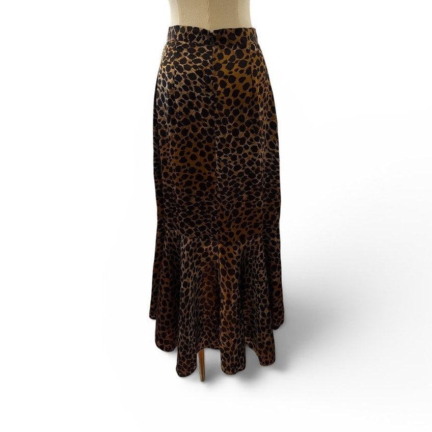 The Kooples Leopard Print Gathered Midi Skirt Size 2