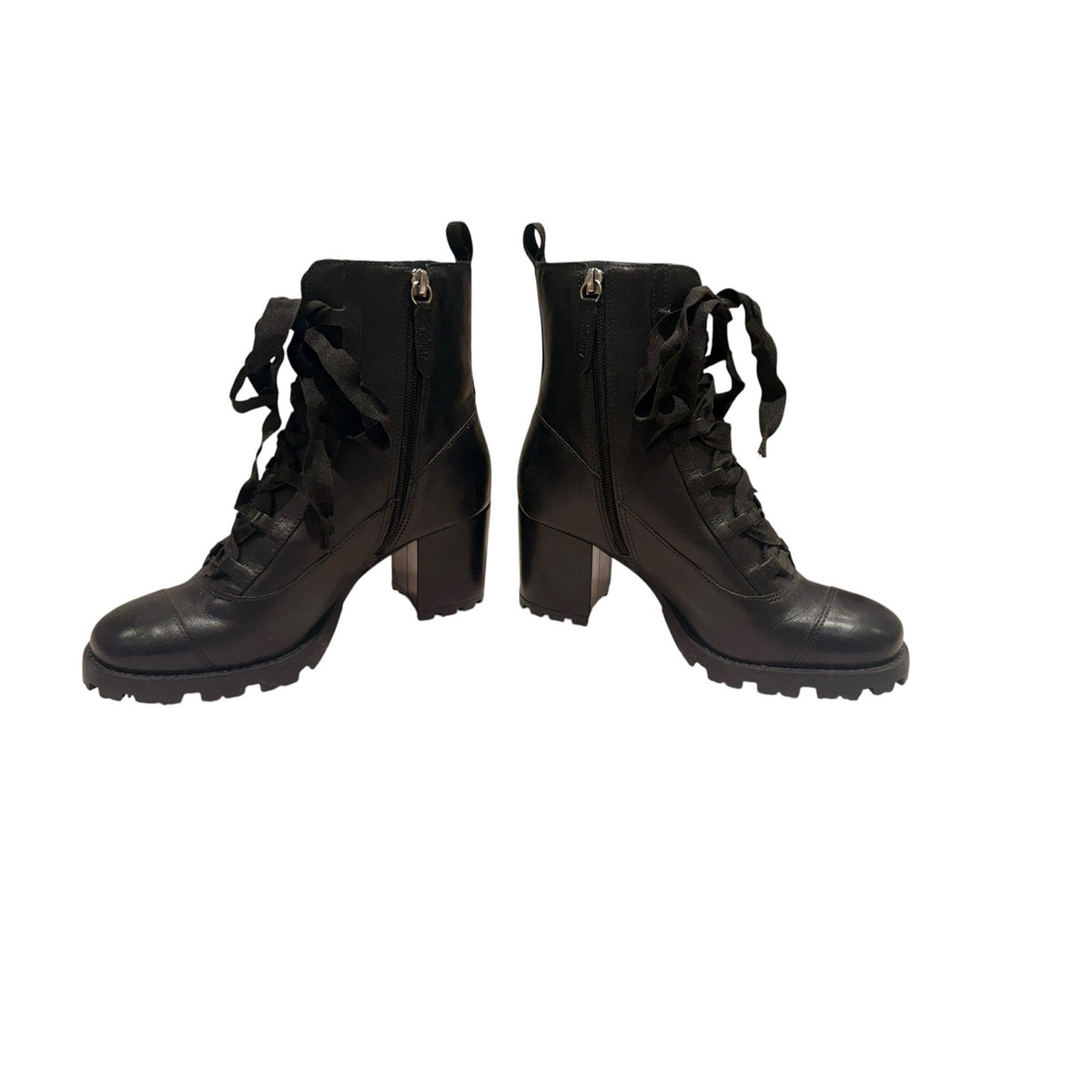Black Kaile Lace-Up Ankle Boots with Block Heel