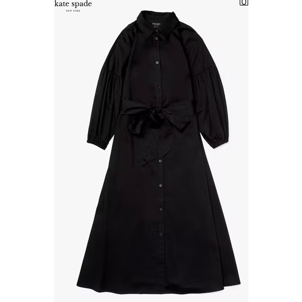 Kate Spade Dakota Black Belted Poplin Midi Dress Sz S