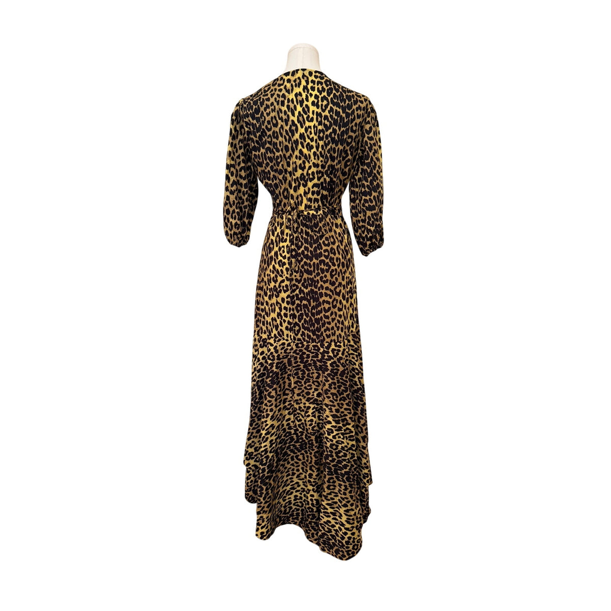 Ganni Leopard Tiered Skirt Wrap Dress 100% Cotton NWOT Eco Climate Tagged Sz 40