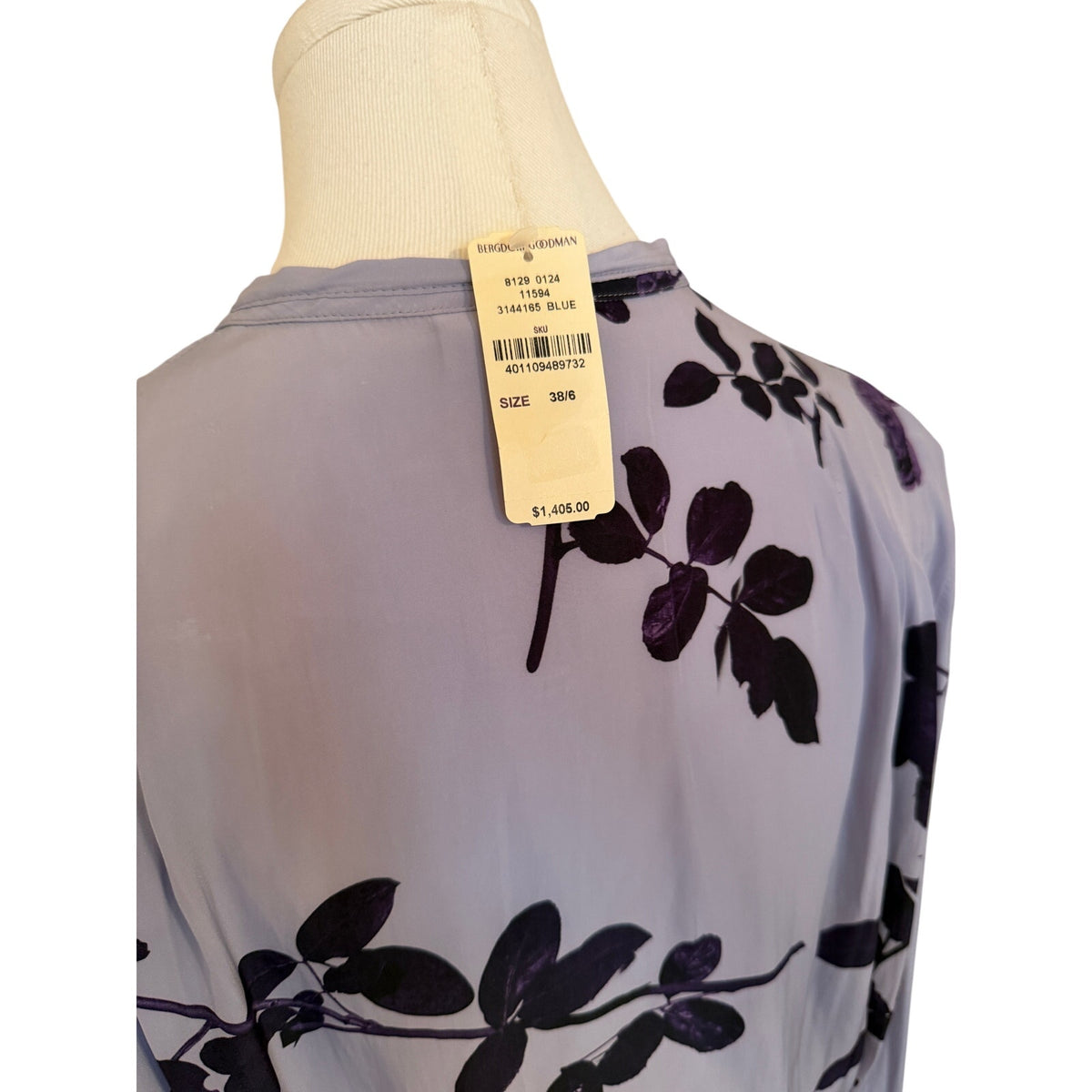 Dries Van Noten Tie Front Shirtdress Purple Floral - Size 38/ US 6