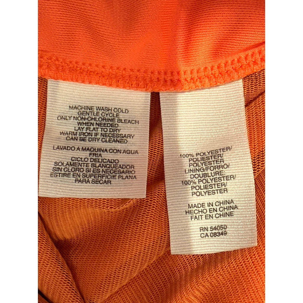 Rachel Roy Draped Ruched Waist Blouse Neon Orange Dolman Sleeve Size M