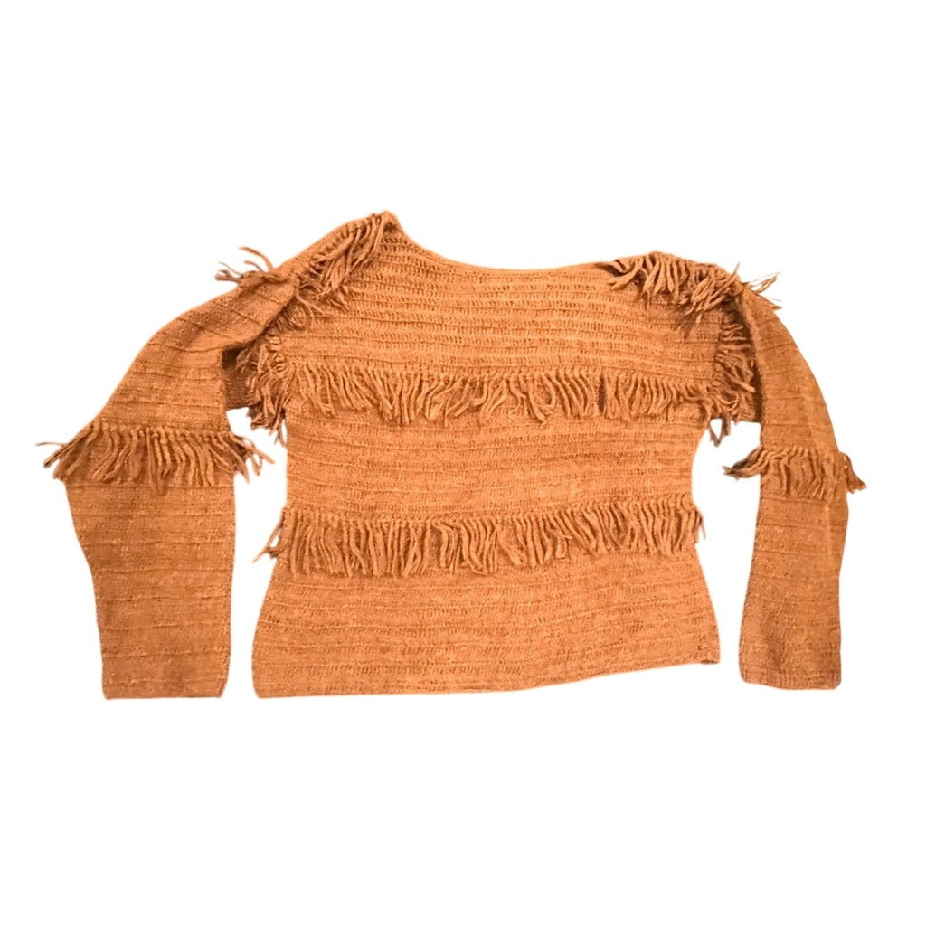 Ulla Johnson Alpaca Fringe Knit Sweater – Brown – Size P