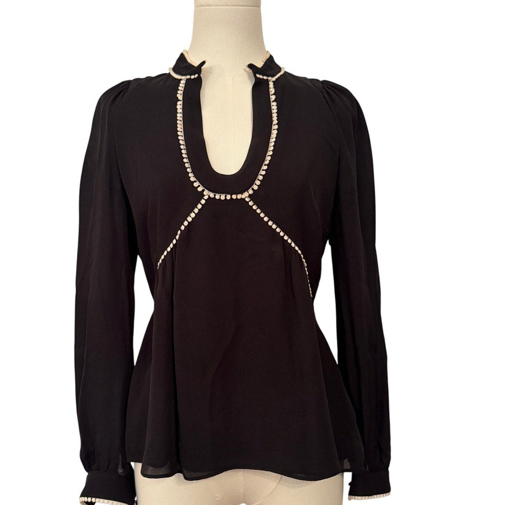 Intermix Black & White Trim Silk Blouse Size 2