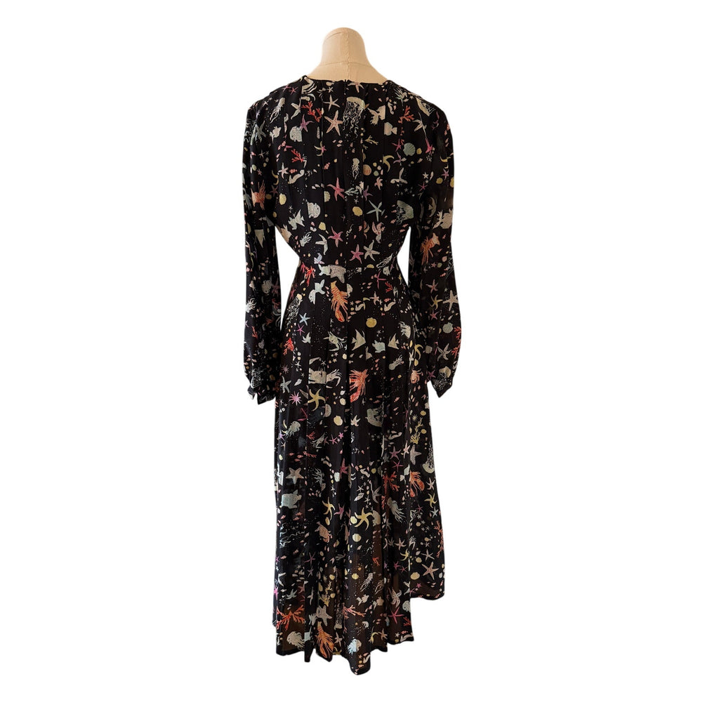 Rixo Under the Sea Camellia Silk Dress US Medium
