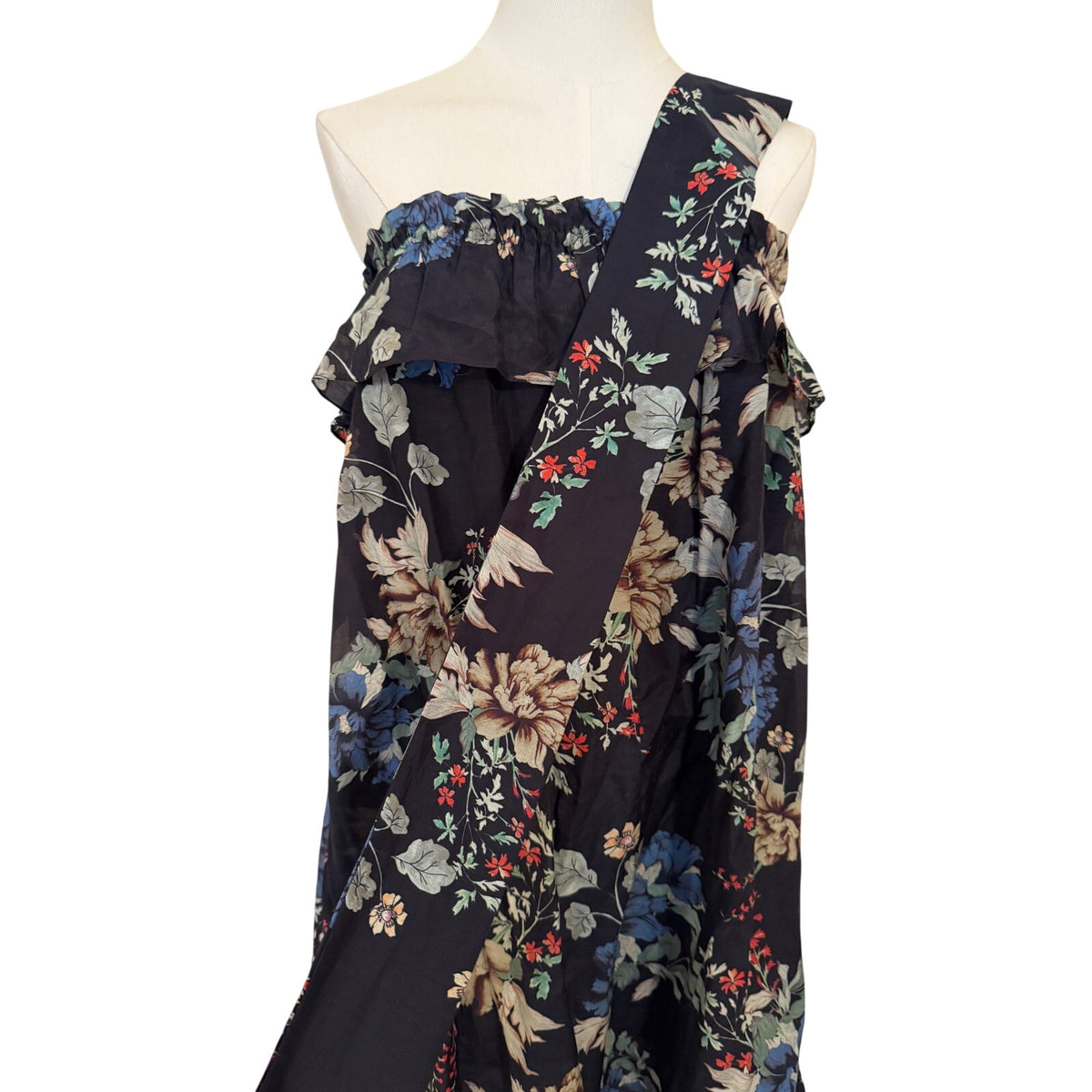 N / Nicholas Dress Navy Floral Cotton Silk Blend - US 6