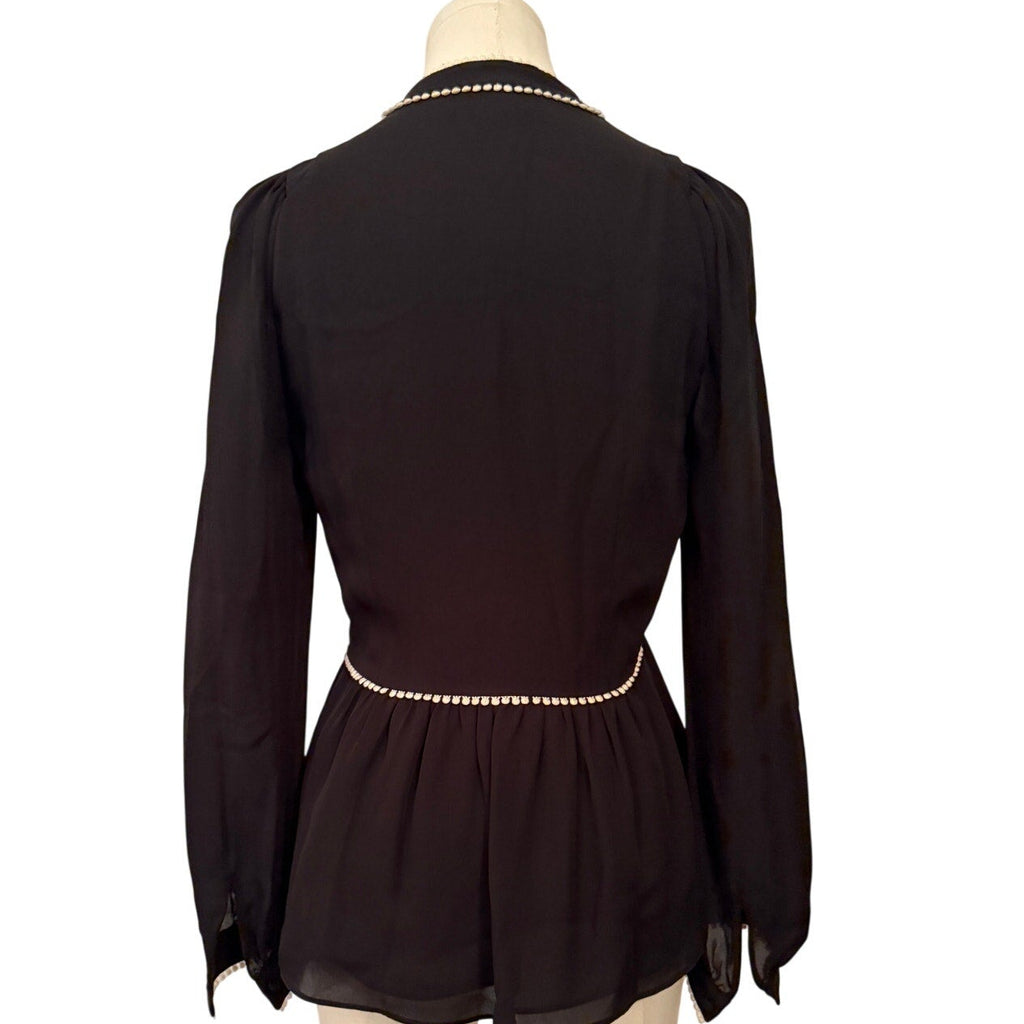 Intermix Black & White Trim Silk Blouse Size 2