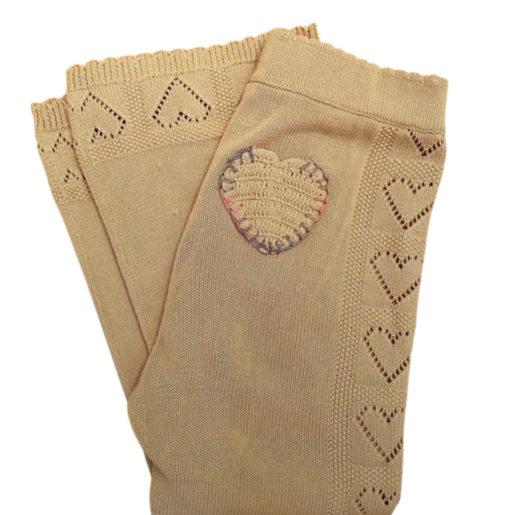LoveShackFancy Toro Heart Pointelle Knit Pants Beige - Medium