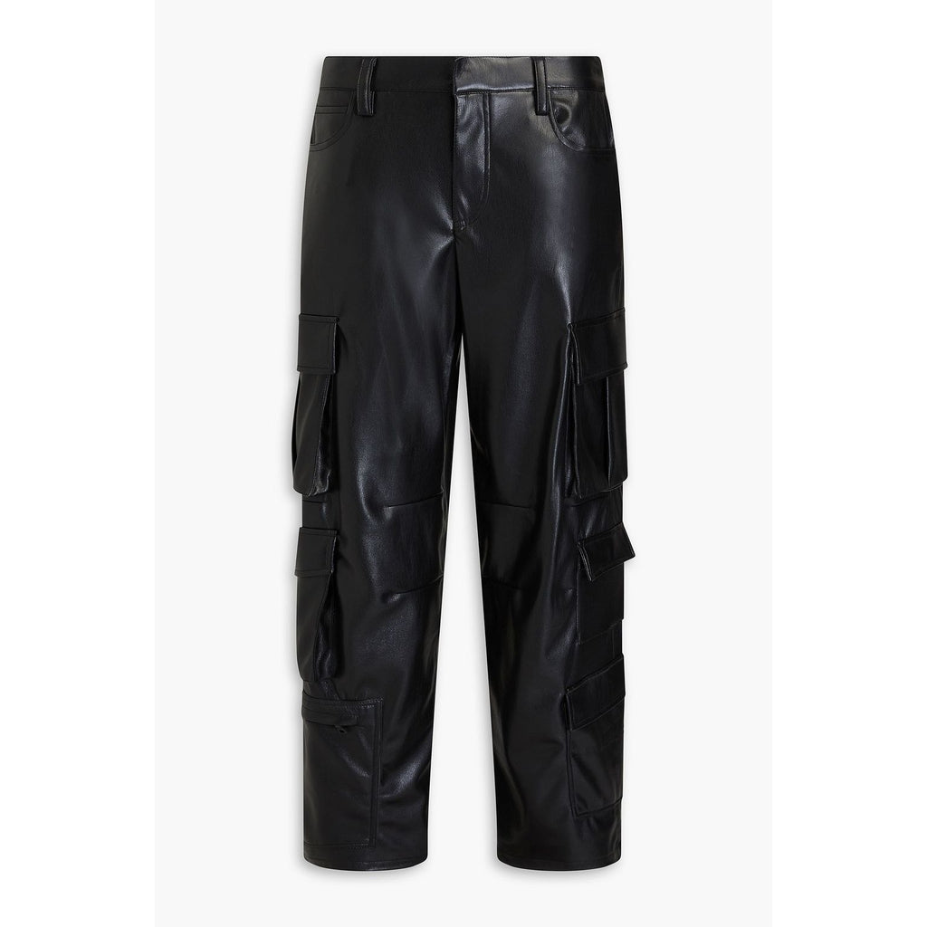 Alice & Olivia Black Faux Leather Cargo Pants Size 6