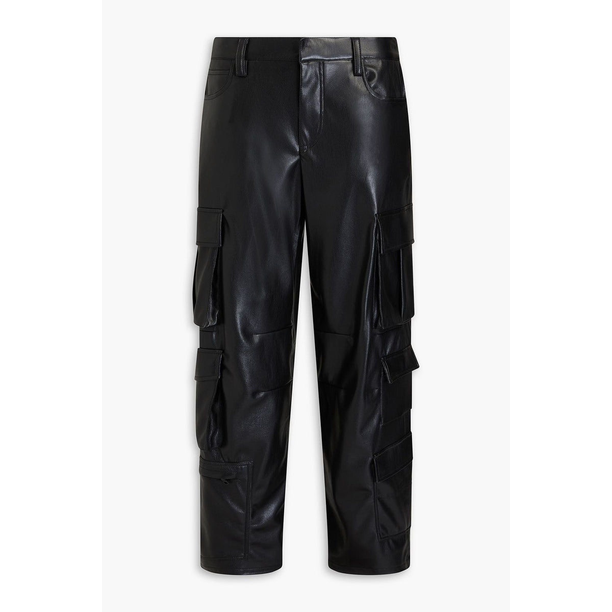 Alice & Olivia Black Faux Leather Cargo Pants Size 6