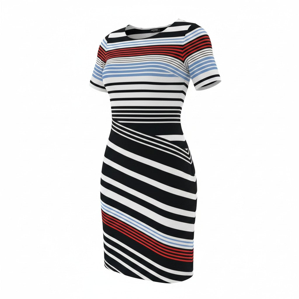 Gerry Weber Red White Blue Navy Stripe Pullover Dress US 6/EU 36