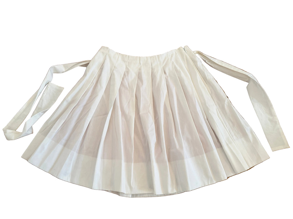 Chloé White Cotton Flat-Pleated Skirt Size 40