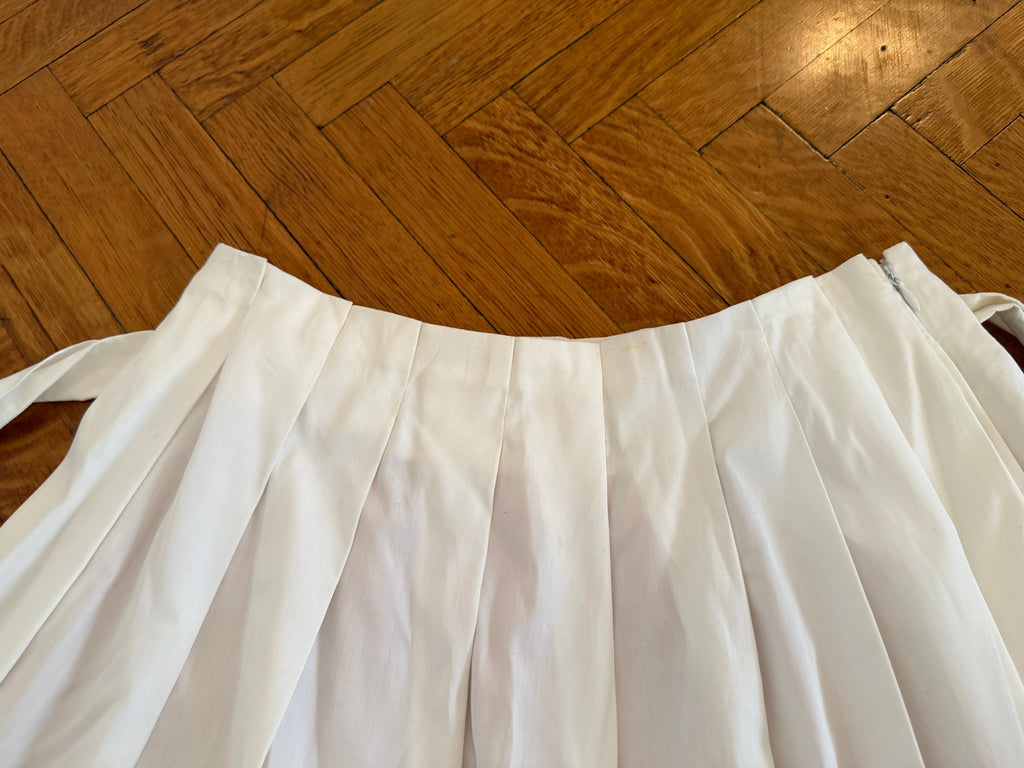 Chloé White Cotton Flat-Pleated Skirt Size 40
